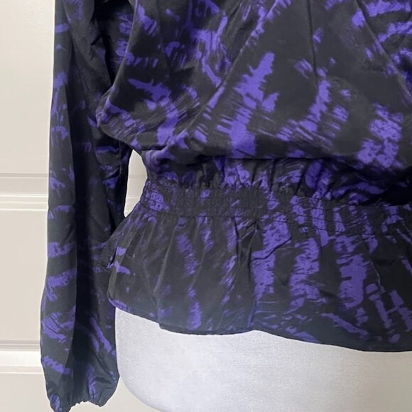 Michael Kors Purple Plum Peplum Long Sleeve Blouse Top Size Small - Picture 7 of 15